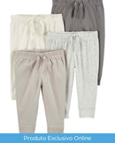 Kit calça bebê 4 peças cós elástico lisas com amarração multicor | Carter's