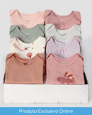 Kit body bebê 8 peças manga curta lisos e cerejas + caixa presente M multicor | Carter's