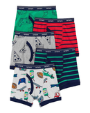 Kit cueca infantil boxer 5 peças listras branco |