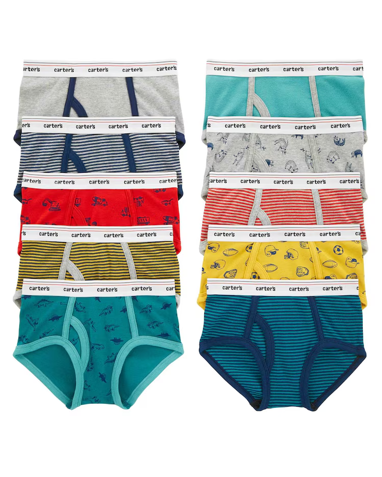 Kit Cueca Infantil 10 Peças Lisas Estampadas Tam 2 a 8