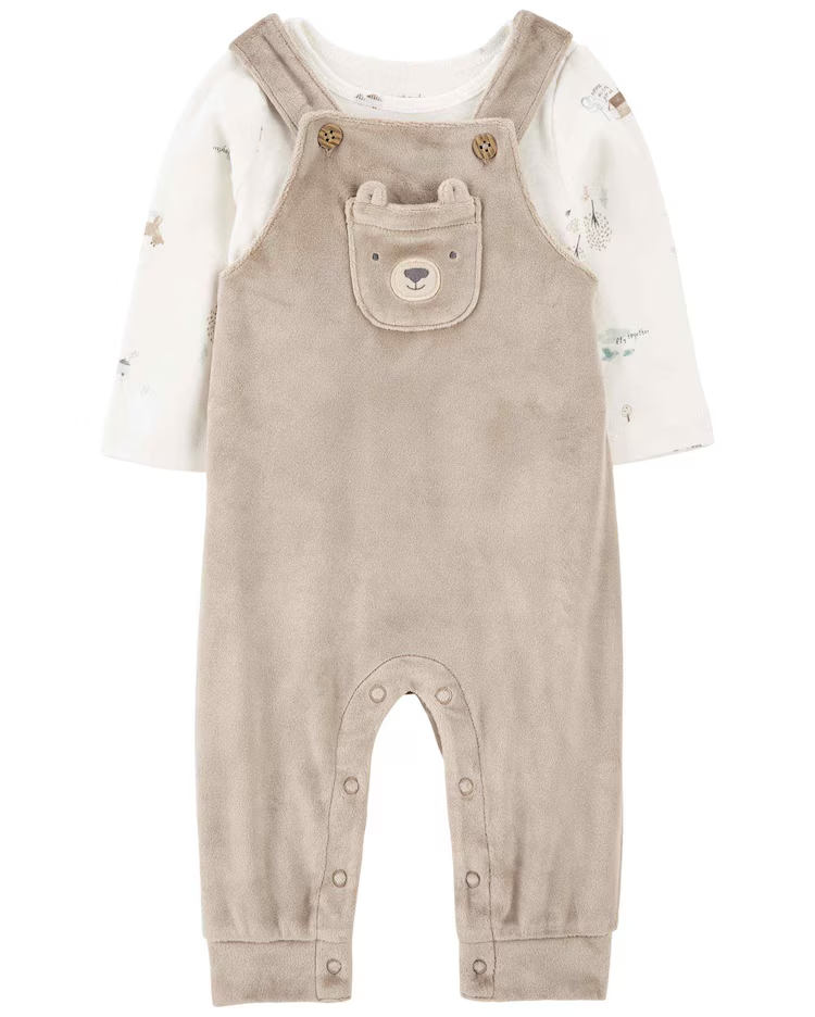 Jardineira bebê 2 peças urso multicor |