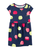 Vestido curto infantil evasê frutinhas azul | Carter's