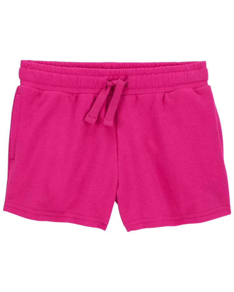 Short de moletom infantil cós de elástico rosa |