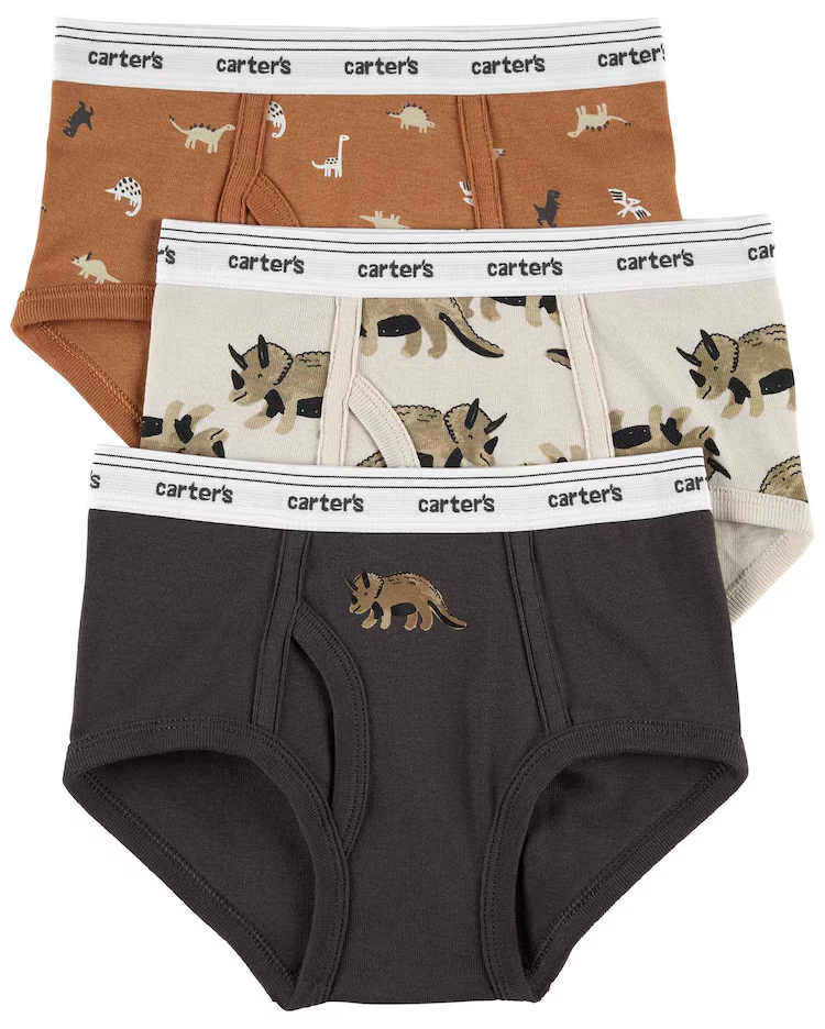 Kit cueca infantil 3 pares cós de elástico dinossauros multicor |
