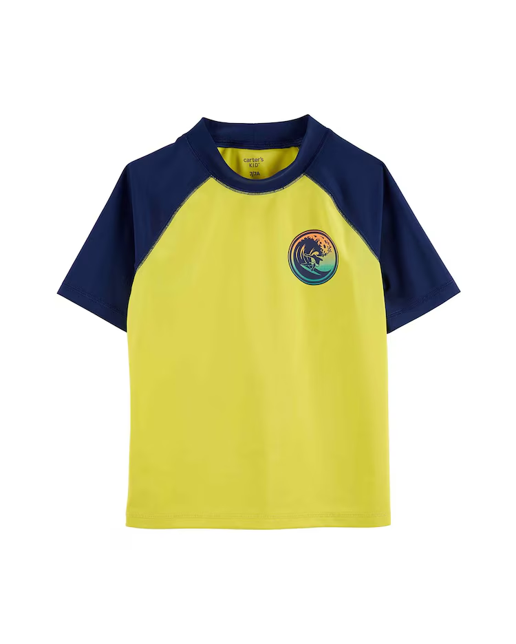 Camiseta infantil raglan surfista amarela |