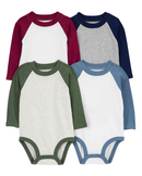 Kit body bebê 4 peças raglan manga longa multicor |