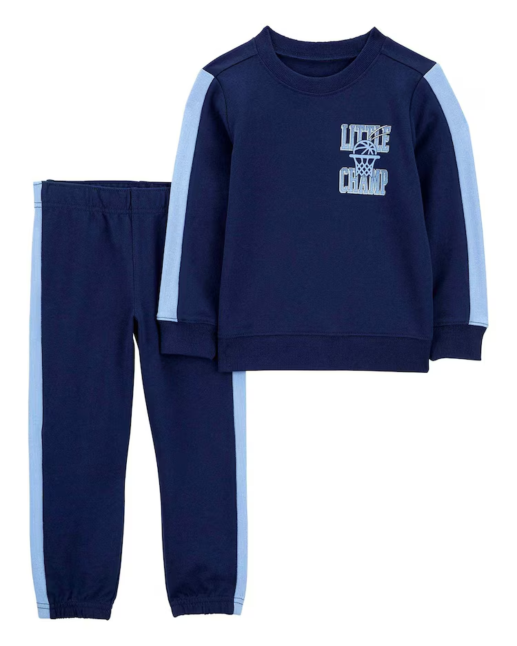 Conjunto longo de moletom infantil 2 peças little champ azul |