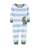 Macacão pijama infantil dinossauro listrado branco |