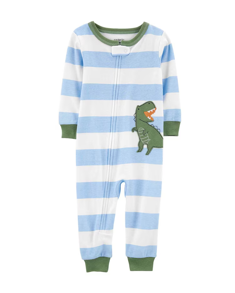 Macacão pijama infantil dinossauro listrado branco |