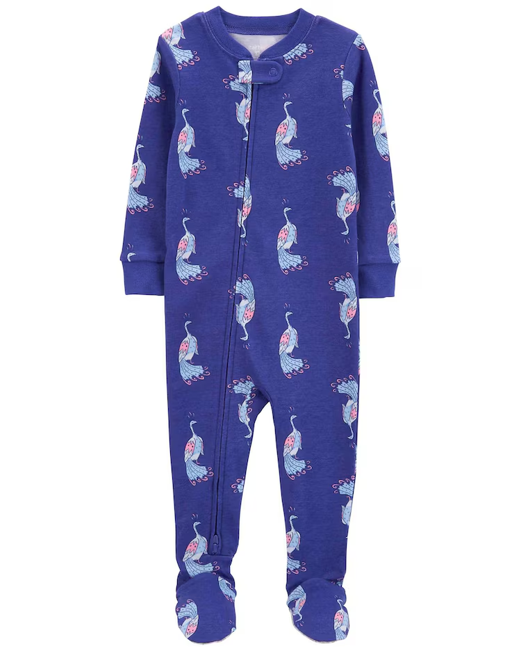Macacão pijama bebê fleece pavão azul | Carter's