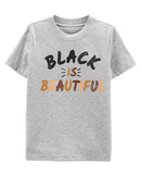 Camiseta Infantil Manga Curta Black is Beautiful Cinza Mescla Tam 2 a 5