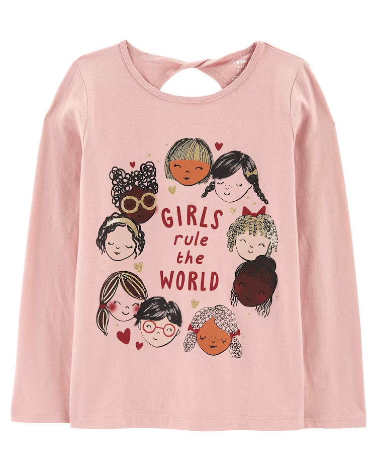 Camiseta infantil Girls Rule The World rosa |