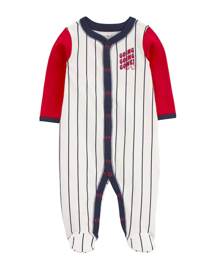 Macacão bebê basebol listrado branco |