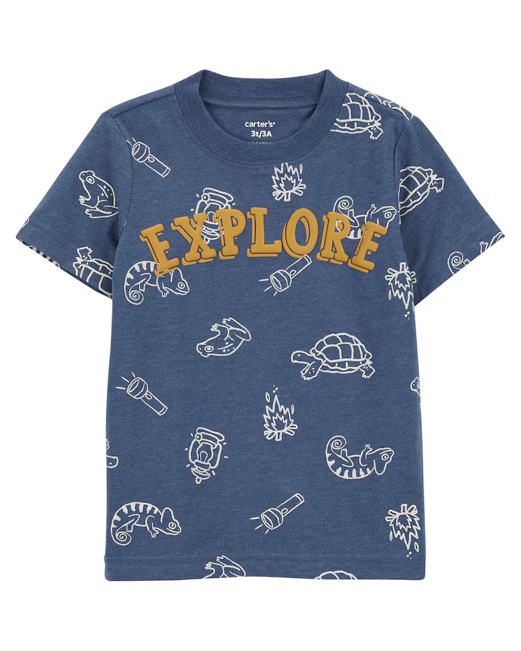 Camiseta infantil manga curta explore azul |