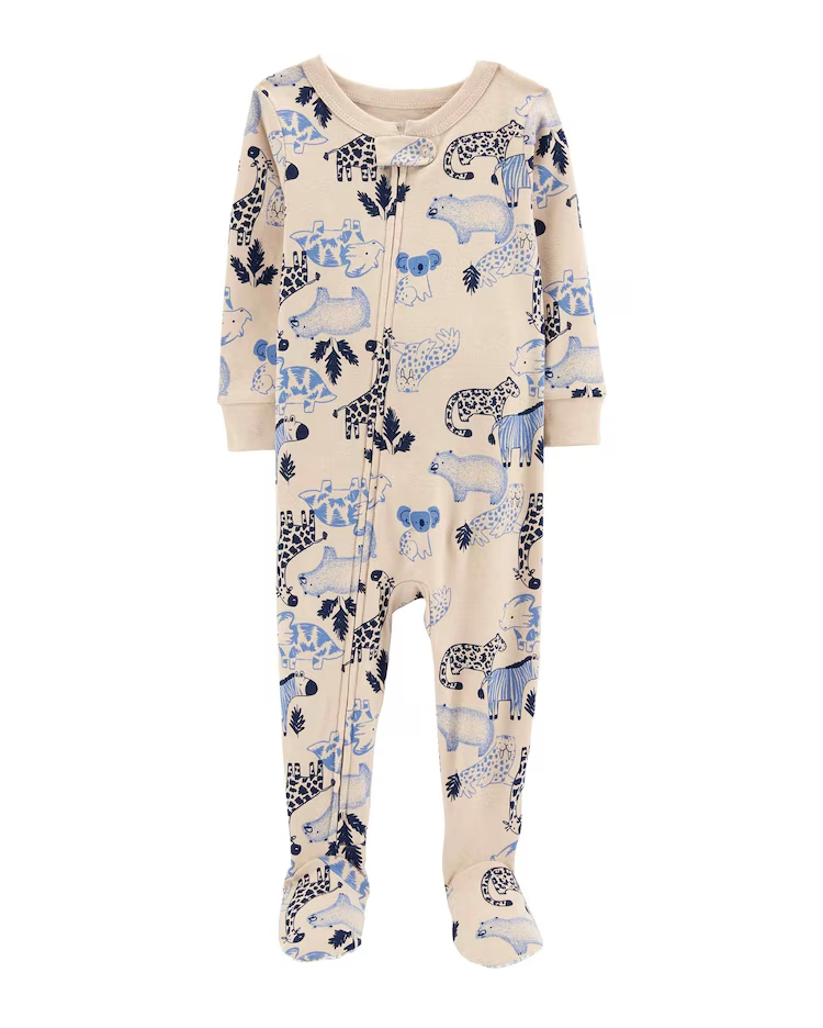 Macacão pijama infantil animais pezinho bege |