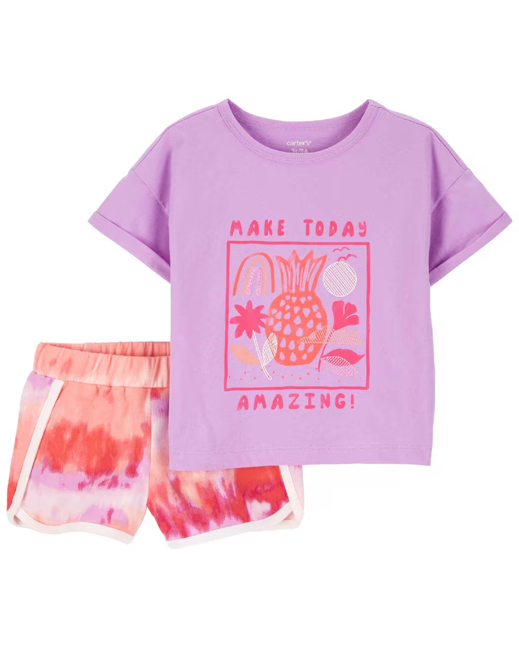 Conjunto curto infantil 2 peças abacaxi tie-dye multicor |