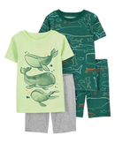Pijama curto infantil 4 peças baleias multicor |