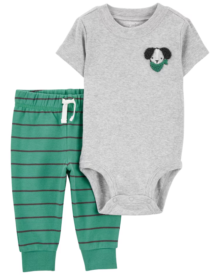 Conjunto longo bebê 2 peças cachorro listrado multicor | Carter's
