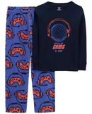 Pijama longo infantil 2 peças em fleece game azul |