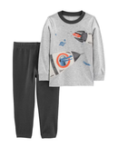 Conjunto longo infantil 2 peças nave espacial multicor |
