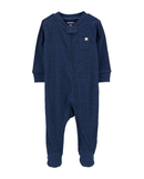 Macacão bebê canelado com bolsinho azul |