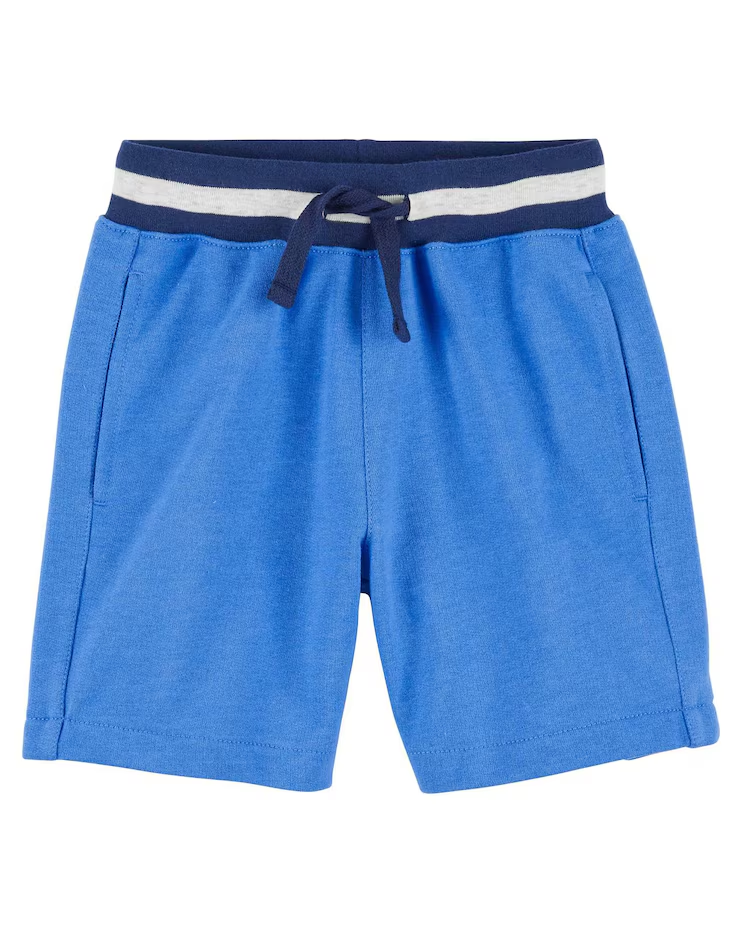 Bermuda infantil cós listrado e cordão azul |