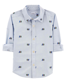 Camisa infantil dinossauro manga longa azul |